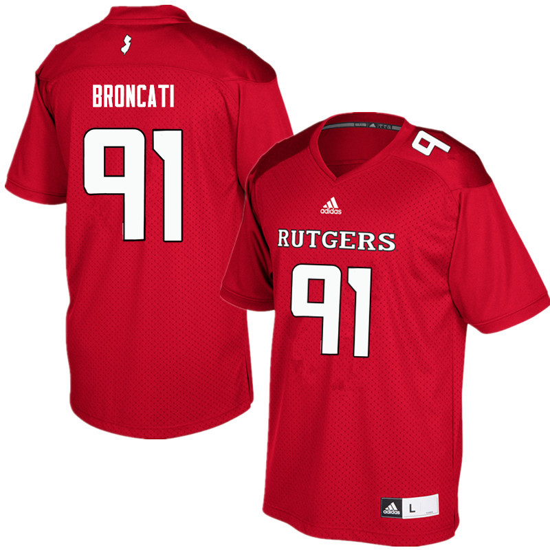 Men #91 David Broncati Rutgers Scarlet Knights College Football Jerseys Sale-Red